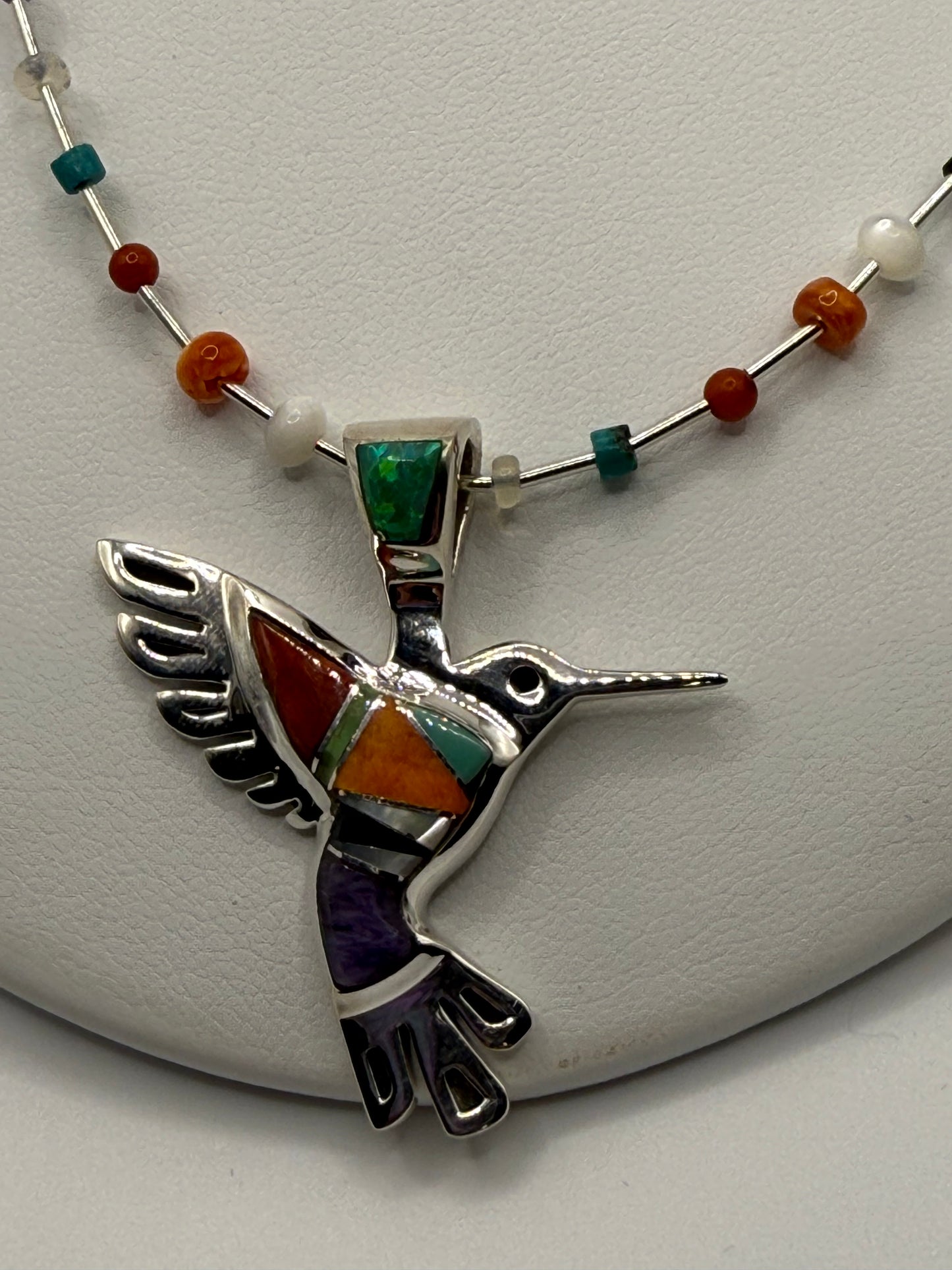 Multi stone Hummingbird Necklace