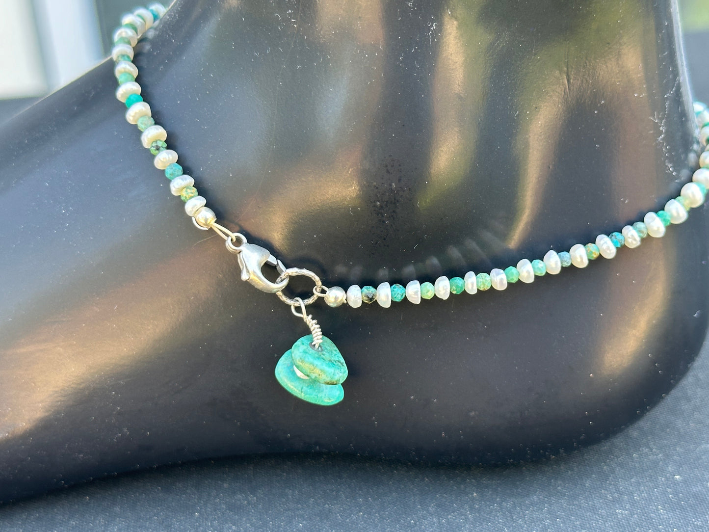 Turquoise and Freshwater Pearl Anklet