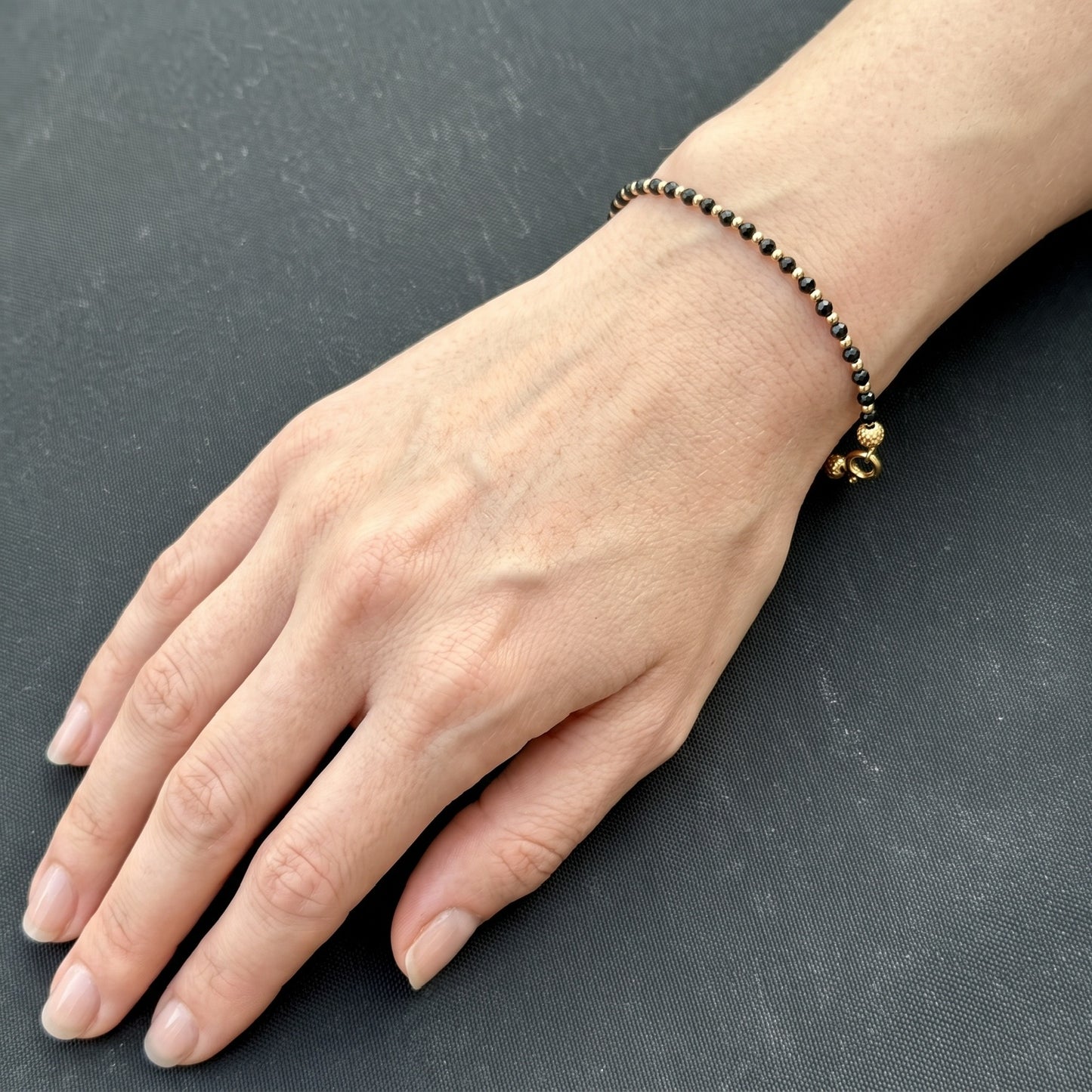 Black Spinel and Gold Filled Bracelet