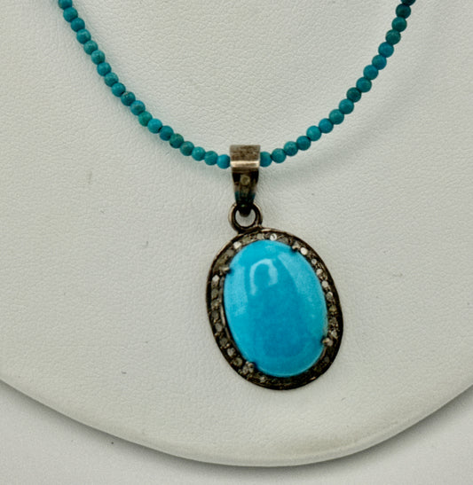 Sleeping Beauty Turquoise & Diamond Necklace