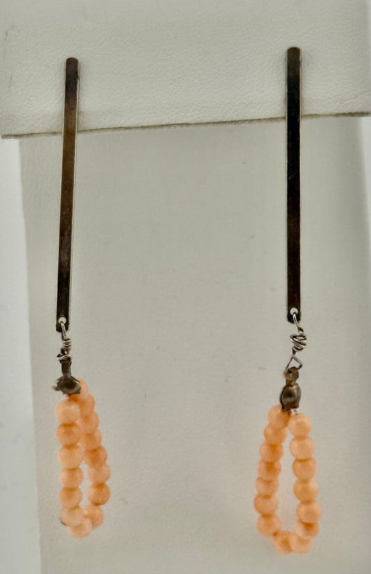 Pink Coral and Sterling Silver Earrings