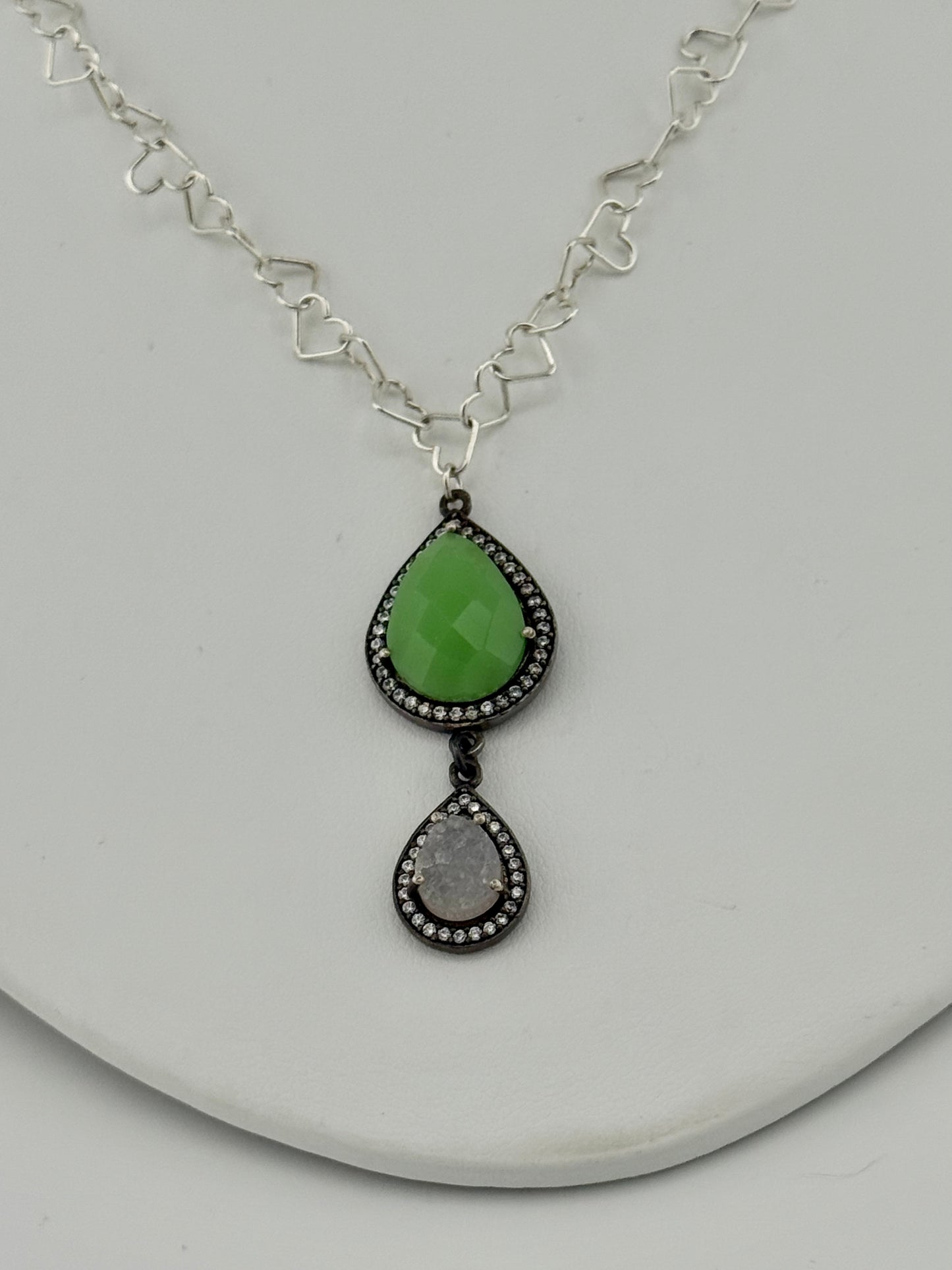 Chalcedony Druzy Quartz White Topaz & Sterling Silver