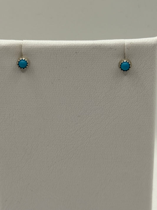 Tiny Turquoise and Sterling Silver Earrings