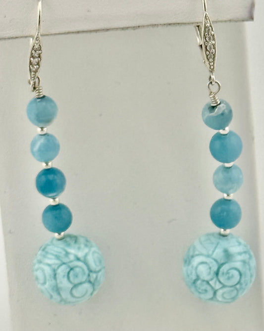Larimar and Sterling Silver Earrings