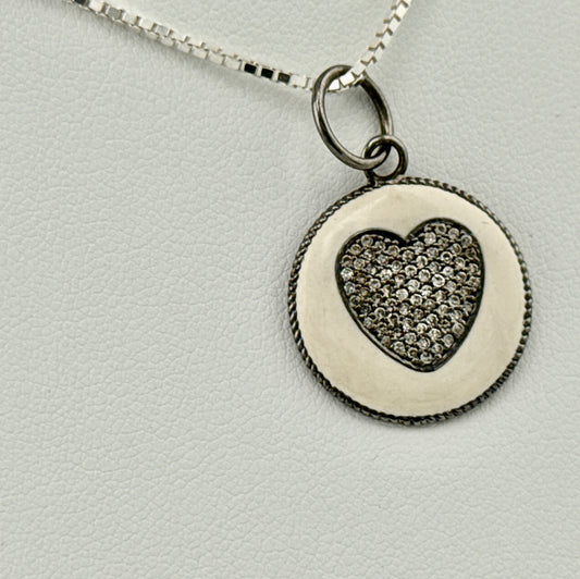 Circle with diamond heart necklace