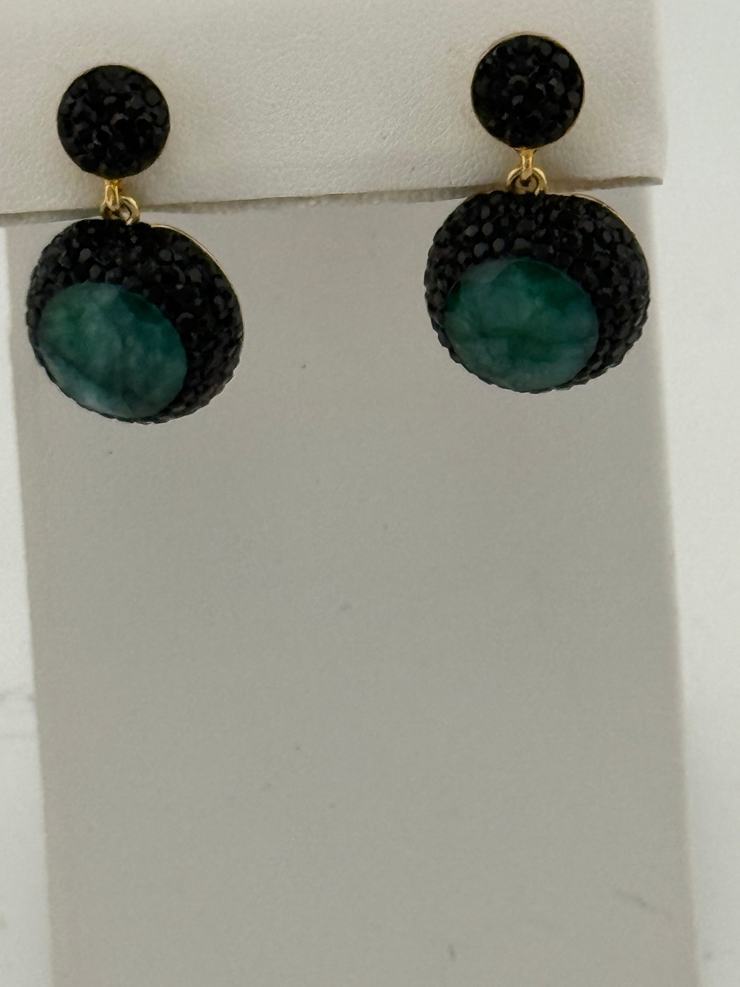 Green Jasper & Marcasite Earrings