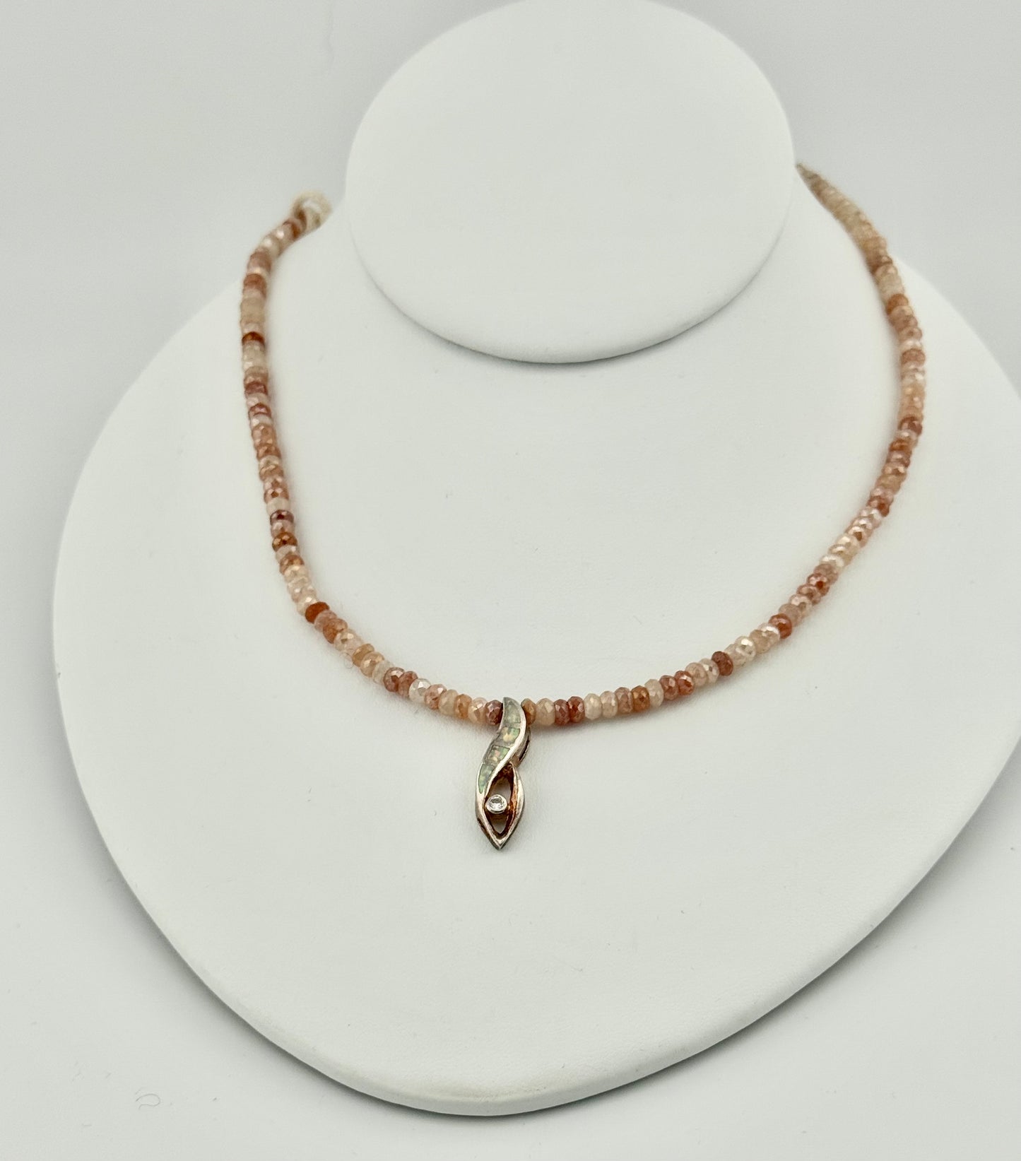 Moonstone Cubic Zirconia Lab Opal Necklace
