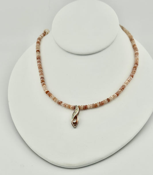 Moonstone Cubic Zirconia Lab Opal Necklace