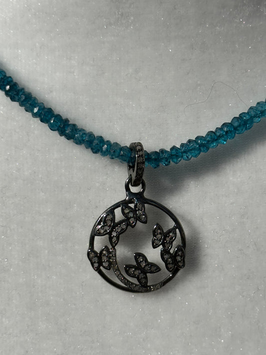 Diamond and London Blue Topaz Butterfly Necklace