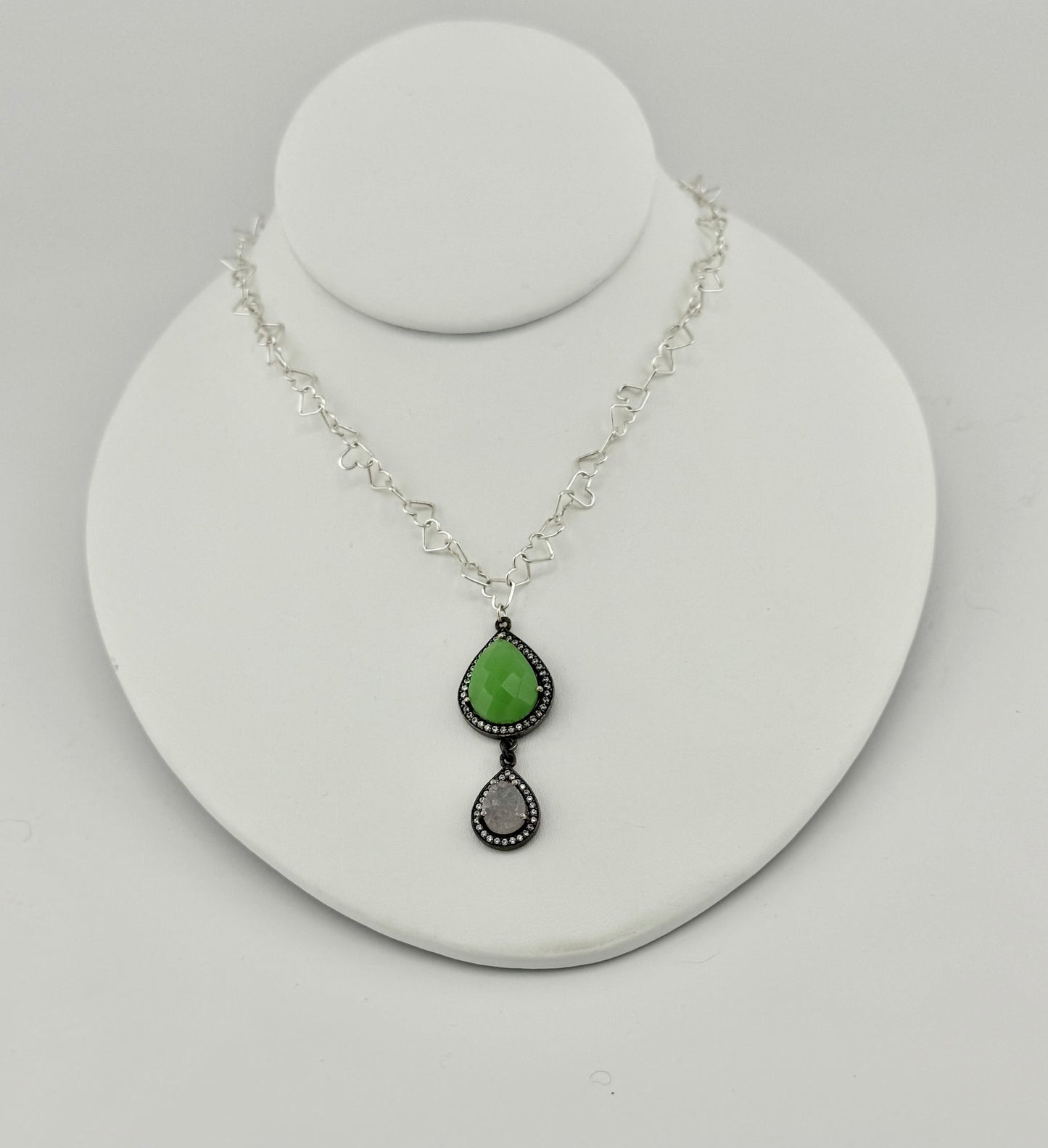 Chalcedony Druzy Quartz White Topaz & Sterling Silver