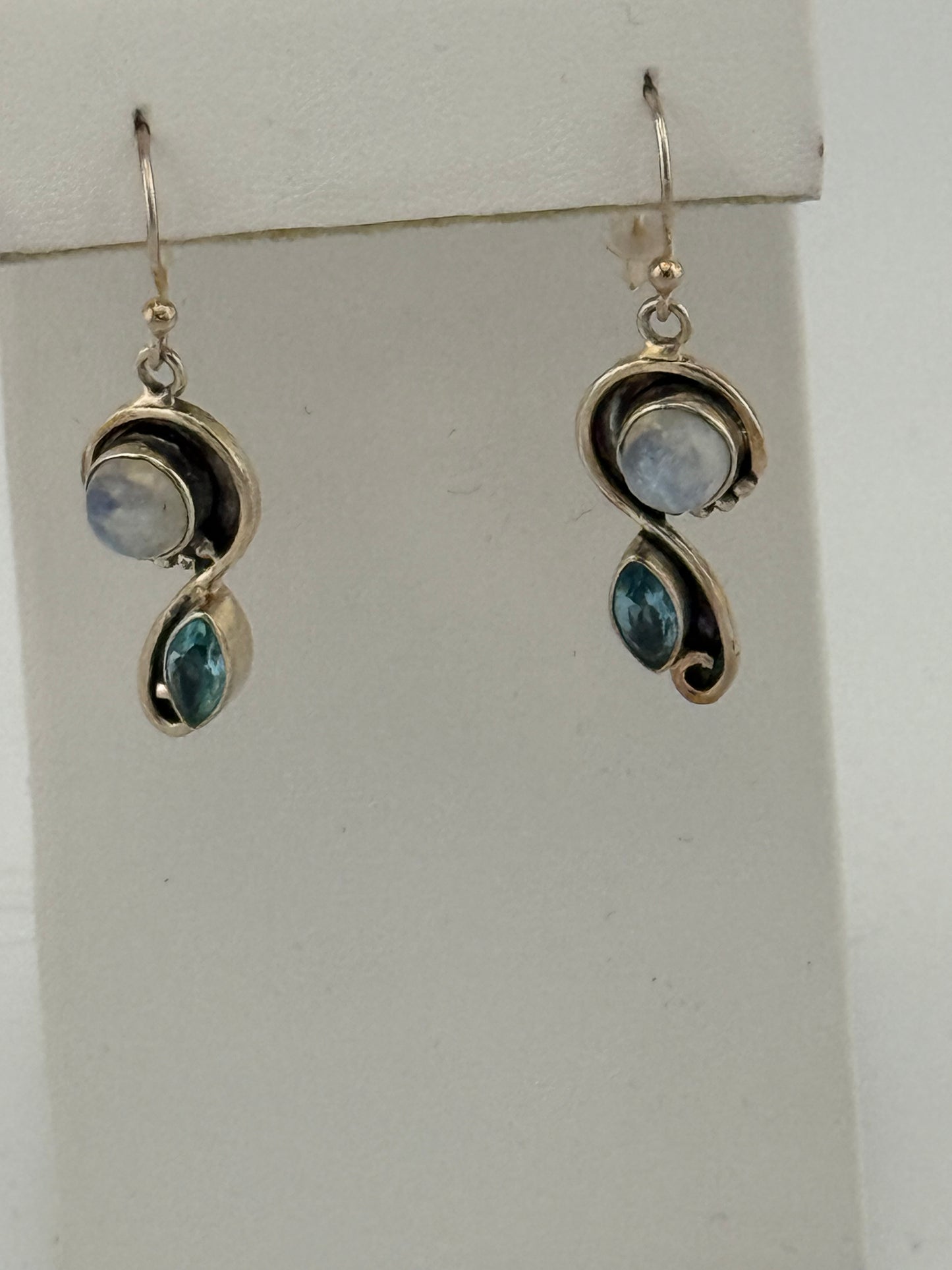 Moonstone & Blue Topaz Earrings