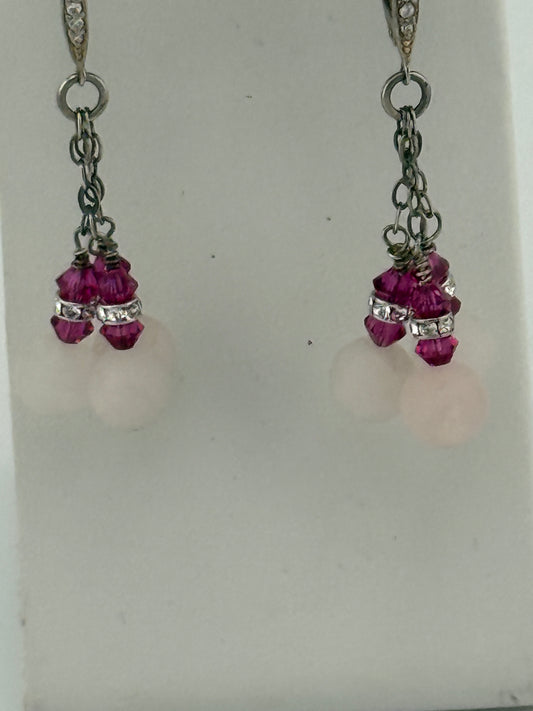 Rose Quartz & Swarovski Crystal Earrings