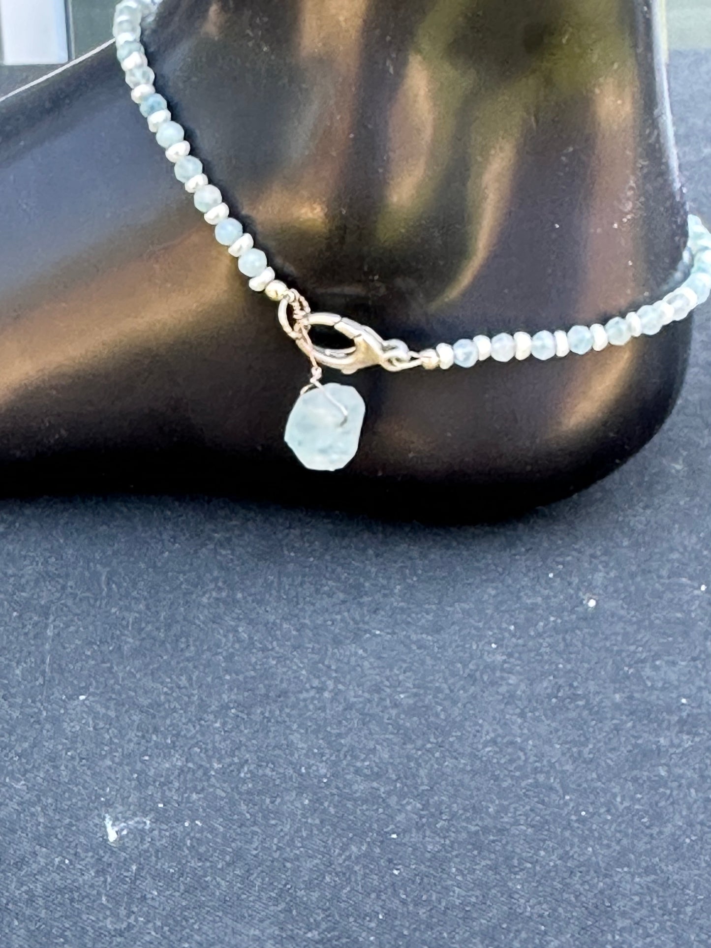 Aquamarine & Freshwater Pearl Anklet