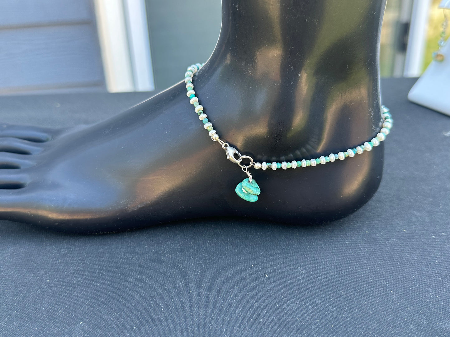 Turquoise and Freshwater Pearl Anklet