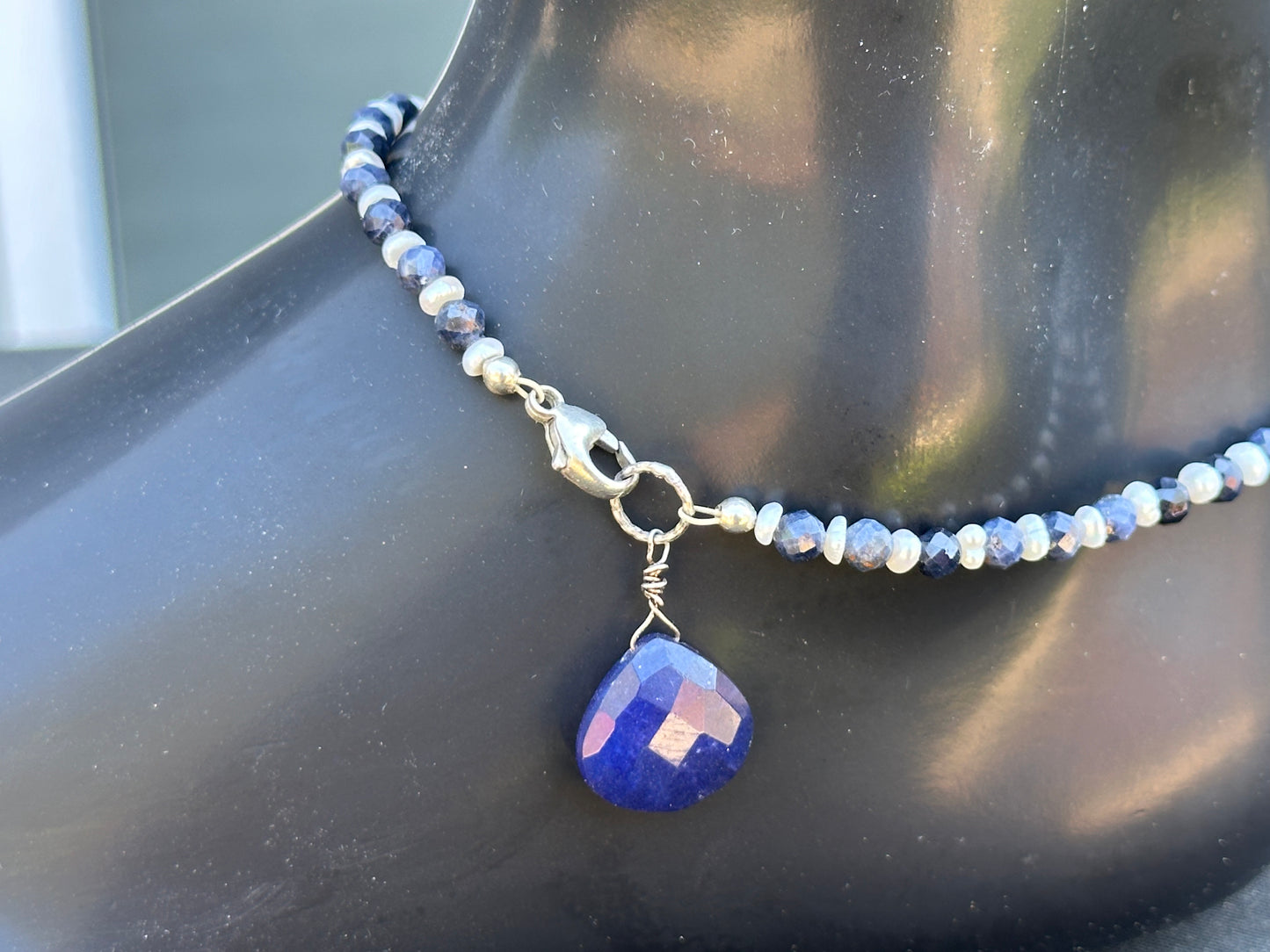 Sapphire and Pearl Anklet