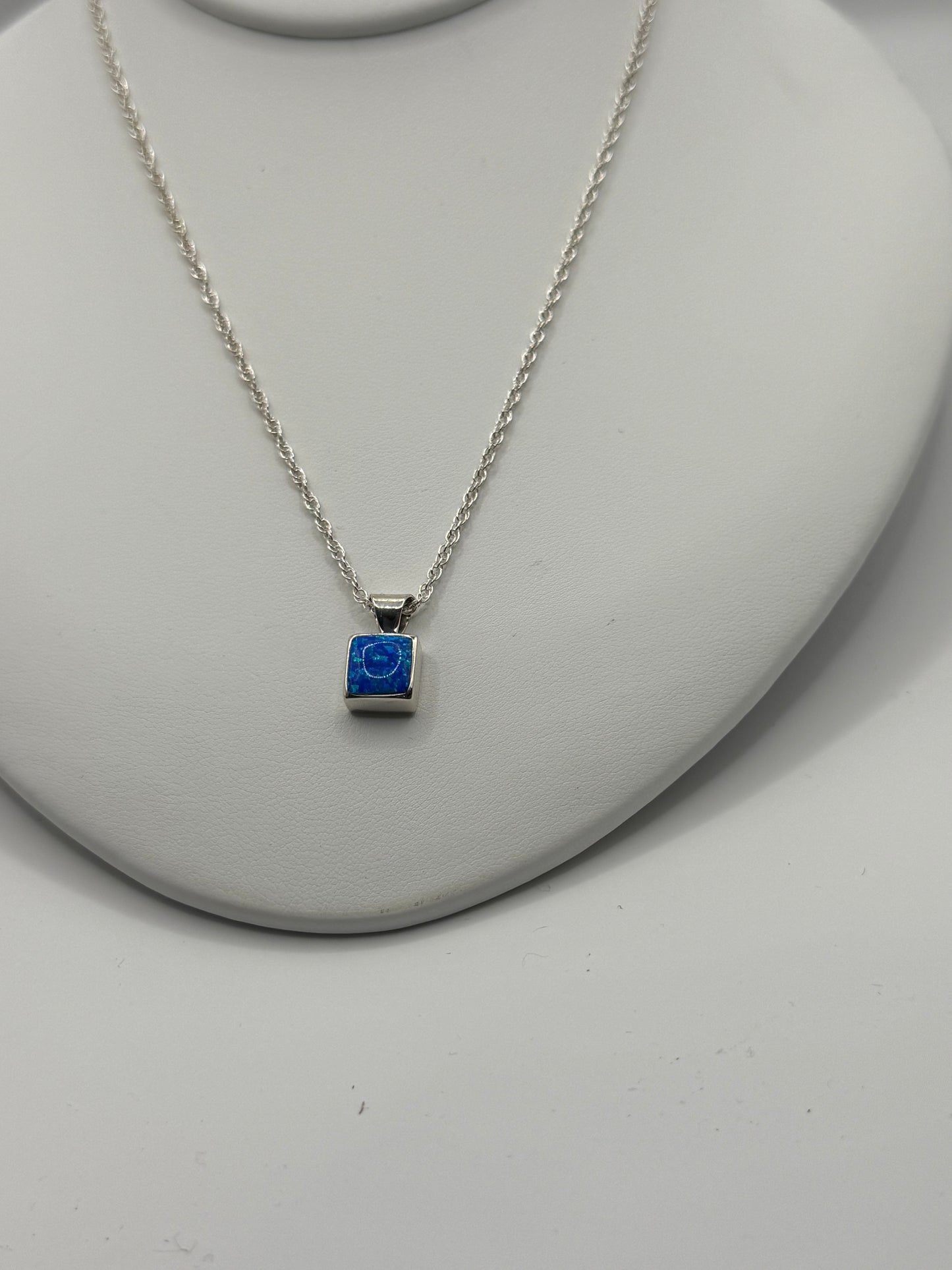 Blue Opal Square Necklace