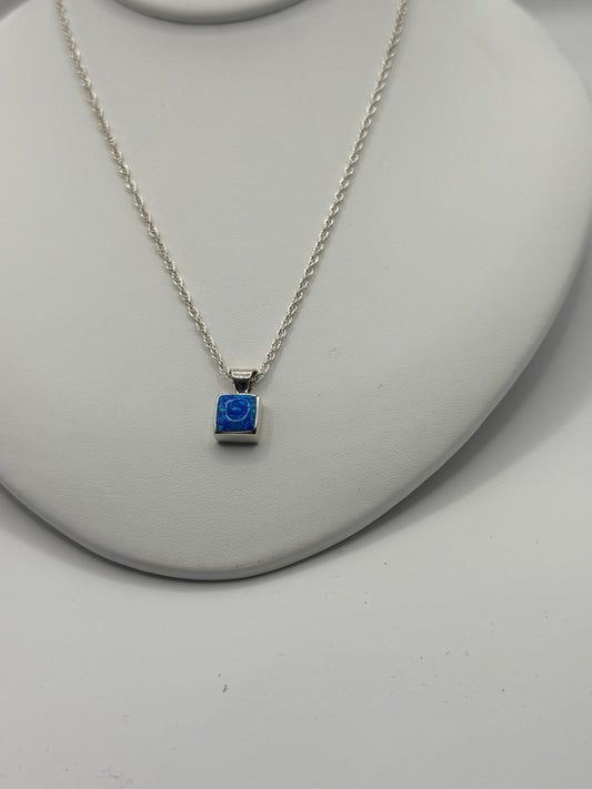 Blue Opal Square Necklace