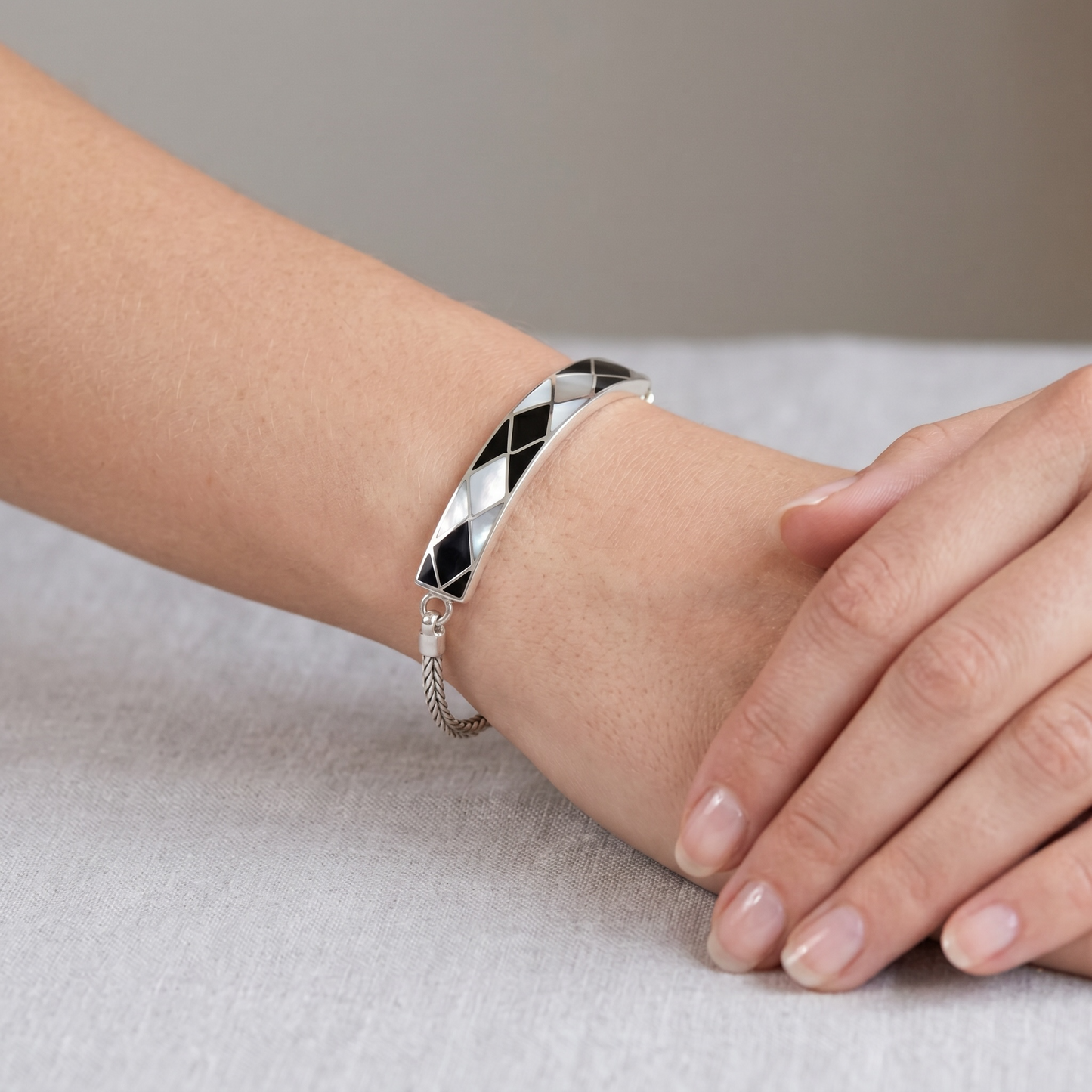 Mother of Pearl and Black Jet Bracelet