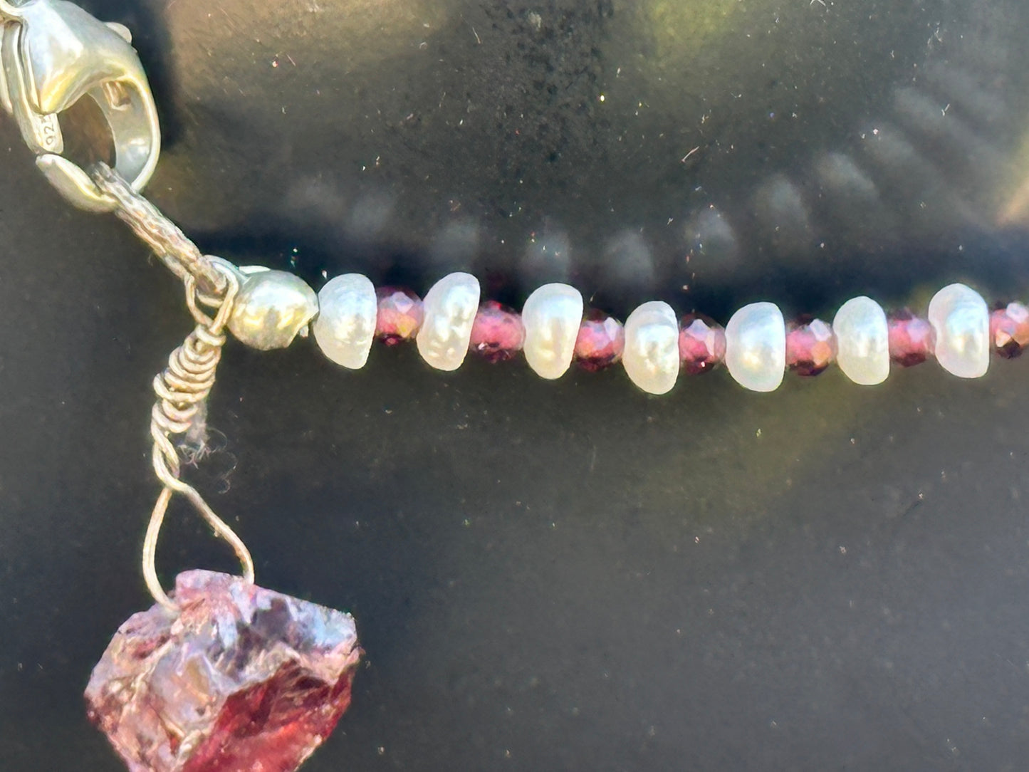 Garnet & Pearl Anklet