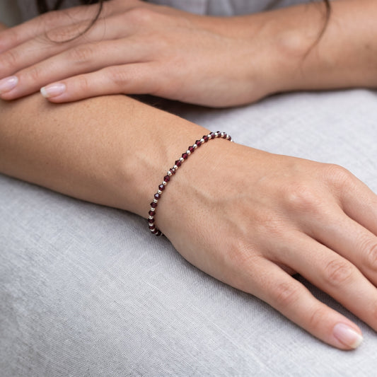 Garnet and Sterling Silver Bracelet