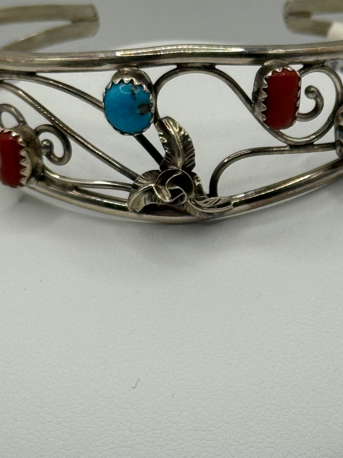 Turquoise, Red Coral Bangle