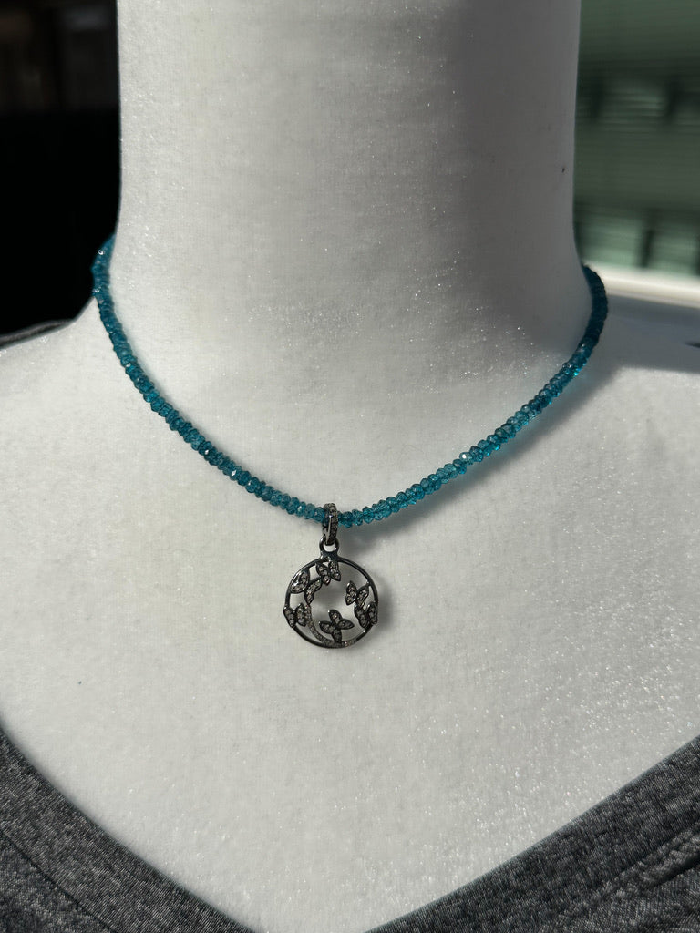 Diamond and London Blue Topaz Butterfly Necklace