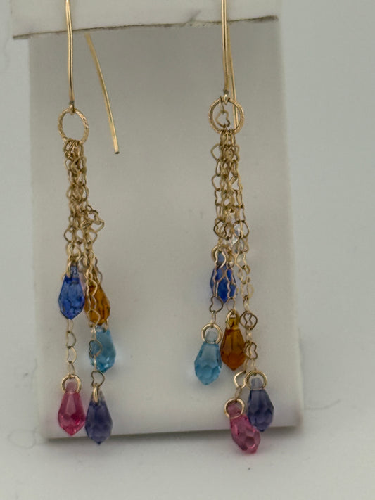 Swarovski Crystal on Heart Chain Earrings