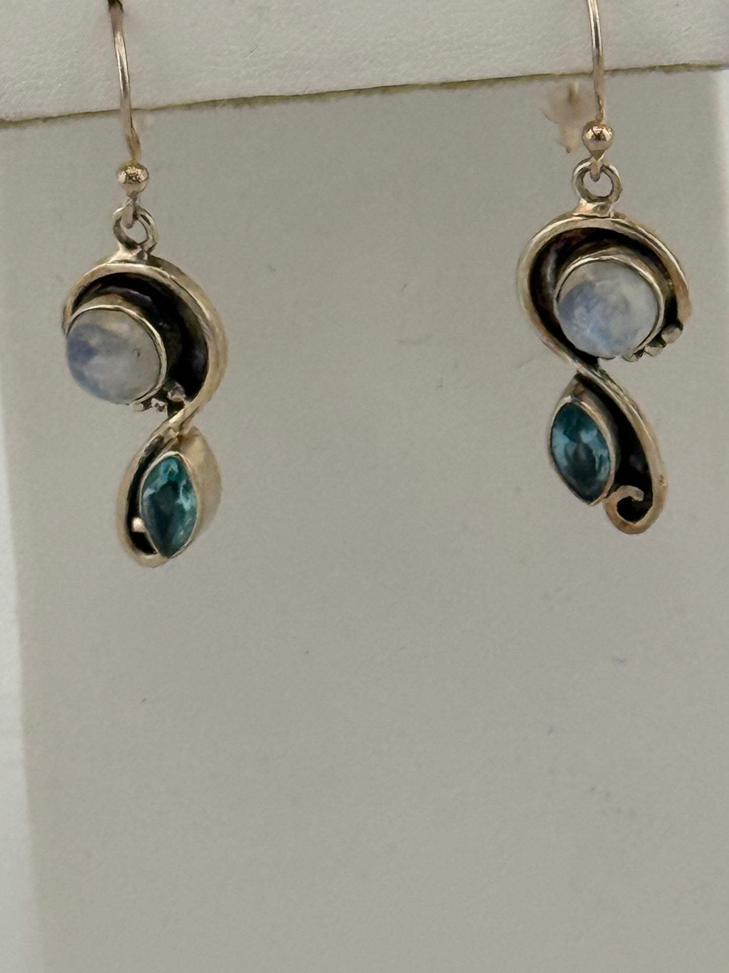 Moonstone & Blue Topaz Earrings