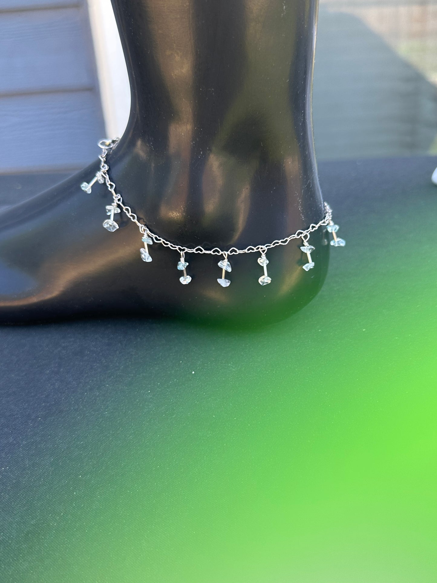 Blue Topaz and Sterling Silver Anklet