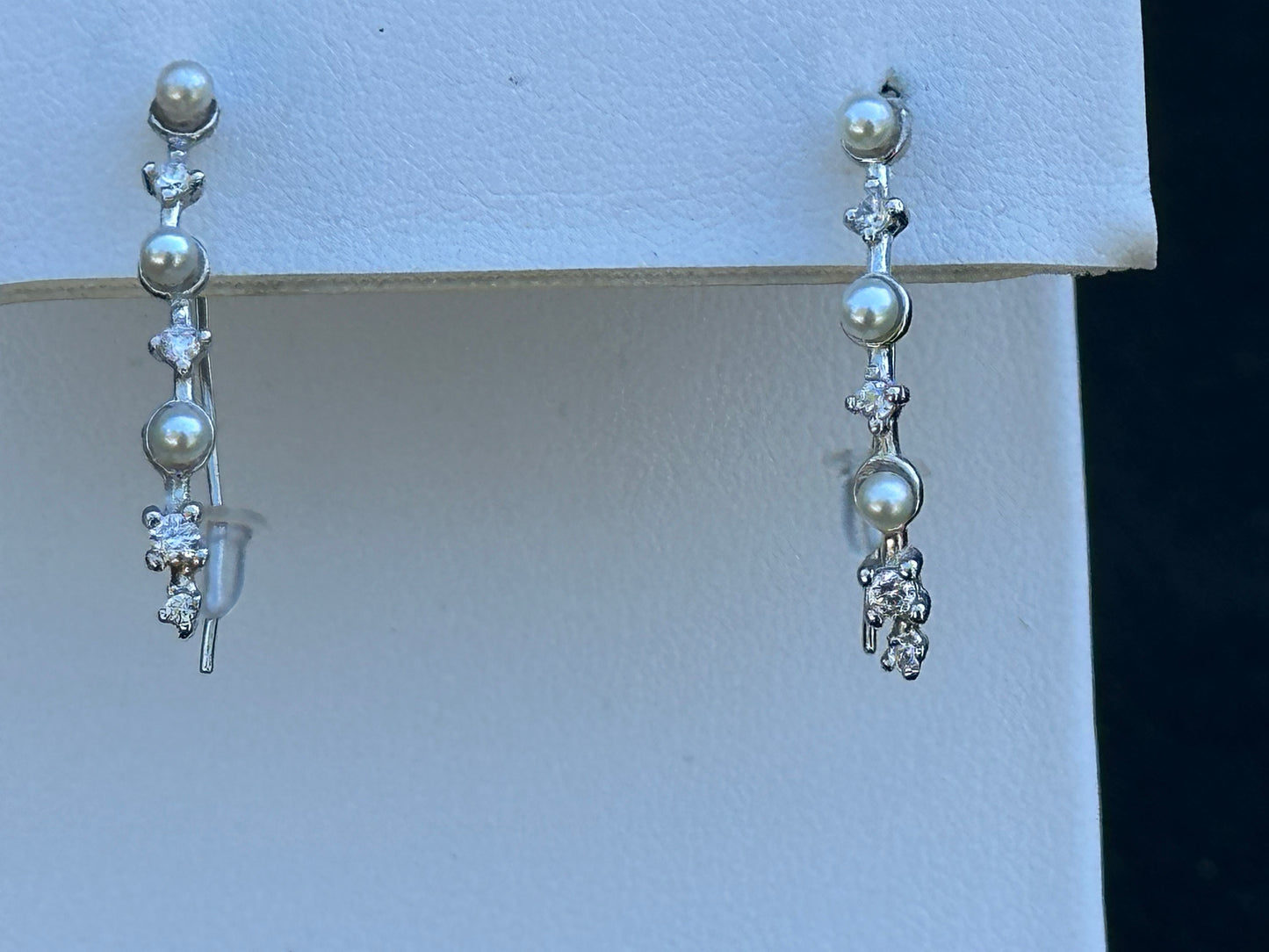 Tiny Freshwater Pearl & CZ Earrings