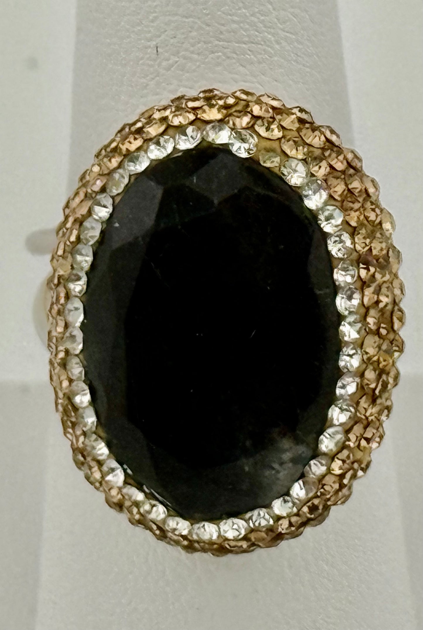 Black onyx and Marcasite Adjustable ring