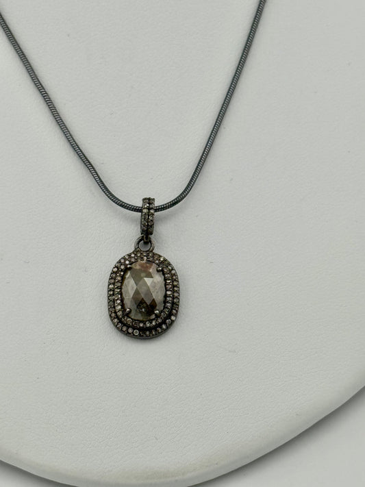Tan/brown raw diamond necklace