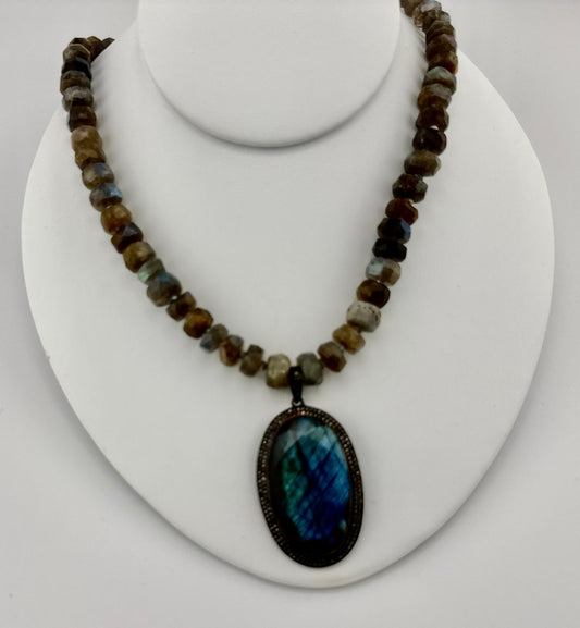 Labradorite & Diamond Necklace