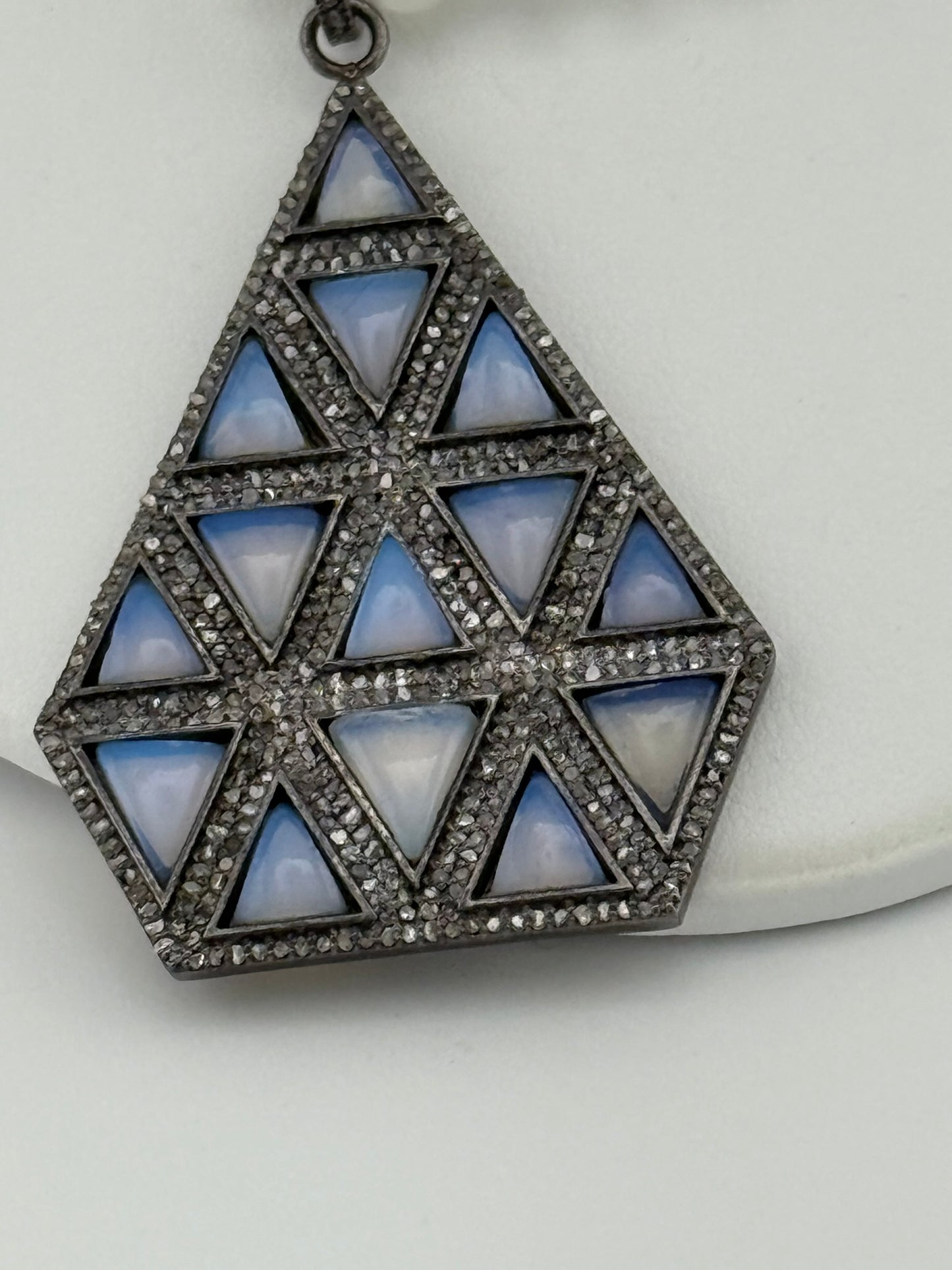 Moonstone & Diamond Geometric Necklace