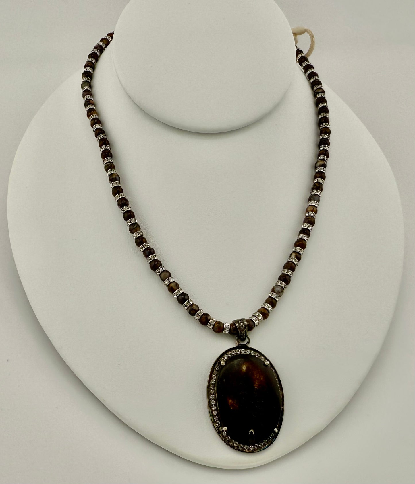 Quartz White Topaz Lace Opal & Swarovski Crystal Necklace