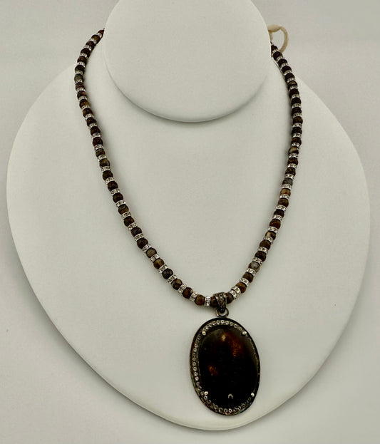 Quartz White Topaz Lace Opal & Swarovski Crystal Necklace