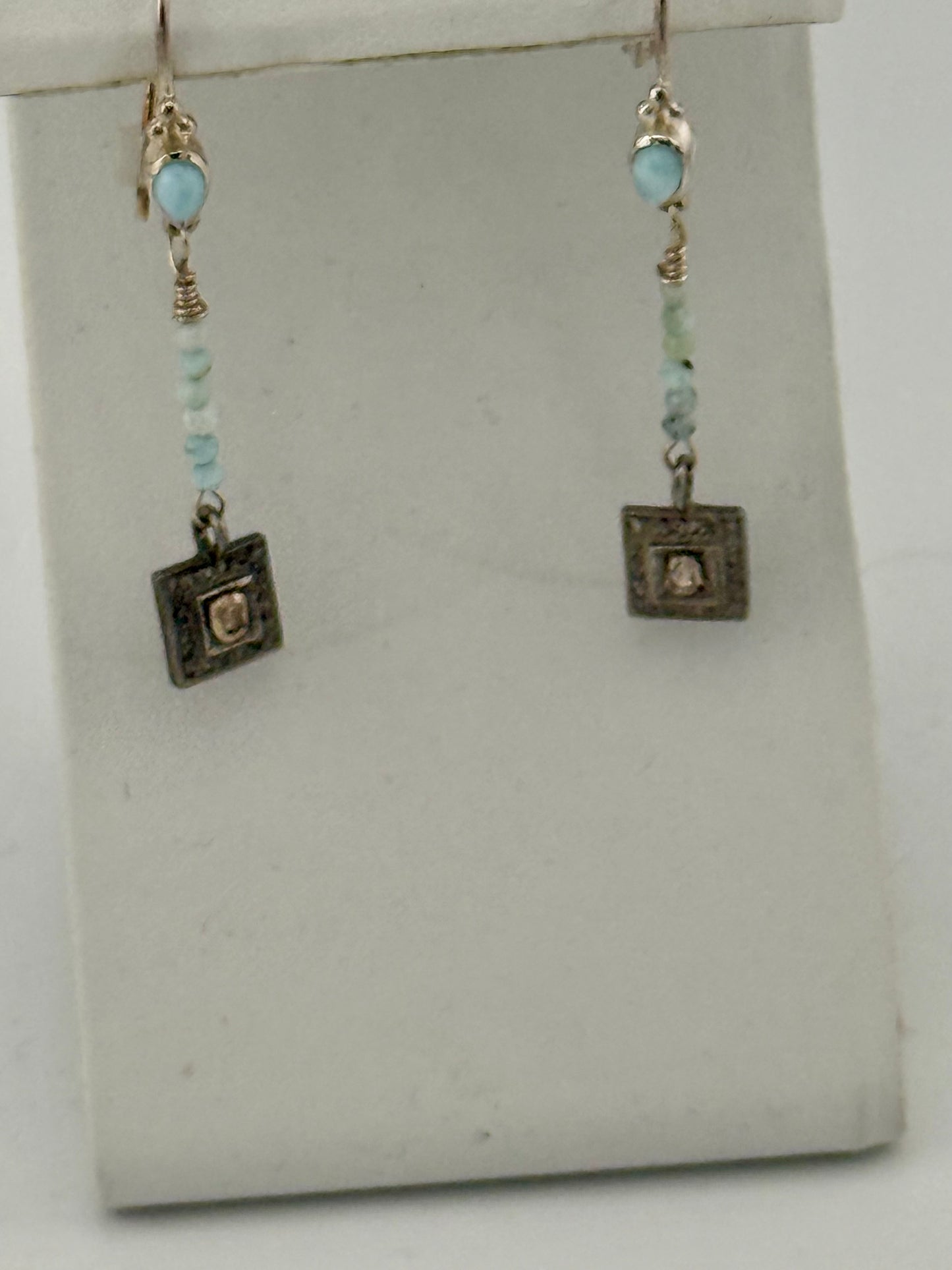 Larimar & Diamond Earrings