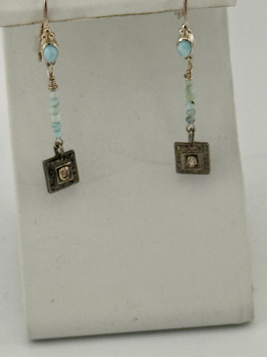 Larimar & Diamond Earrings