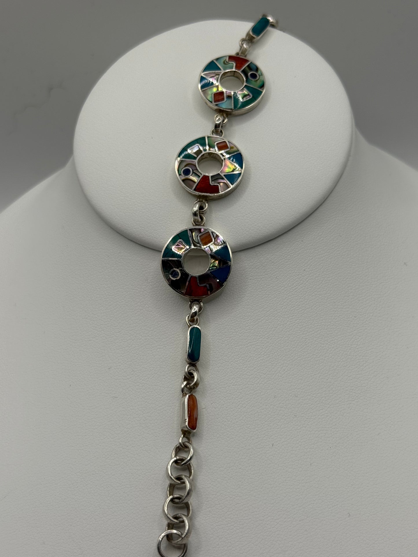 Multi Stone and Sterling Silver Bracelet