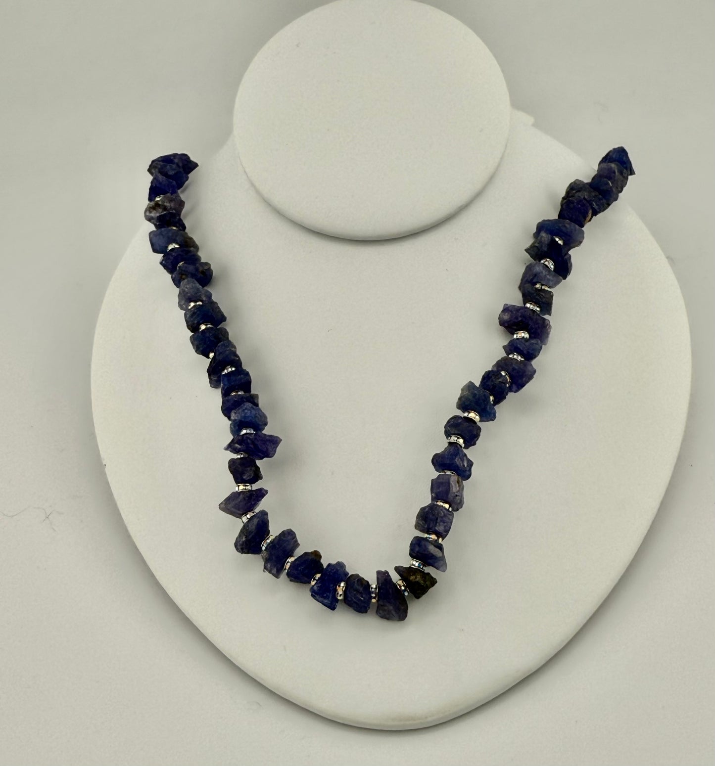 Raw Tanzanite & Swarovski Crystal Necklace