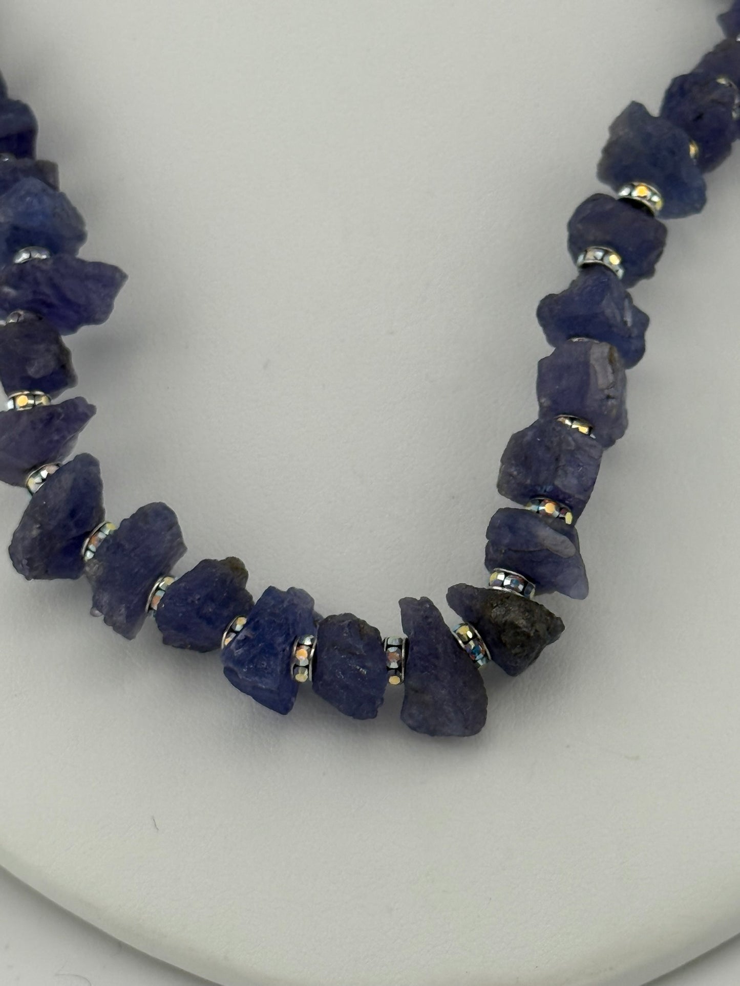Raw Tanzanite & Swarovski Crystal Necklace