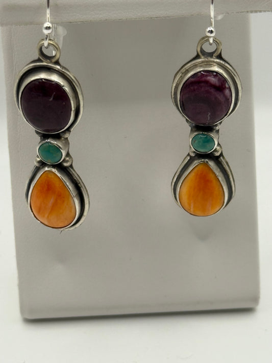 Spiny Oyster and Turquoise Earrings