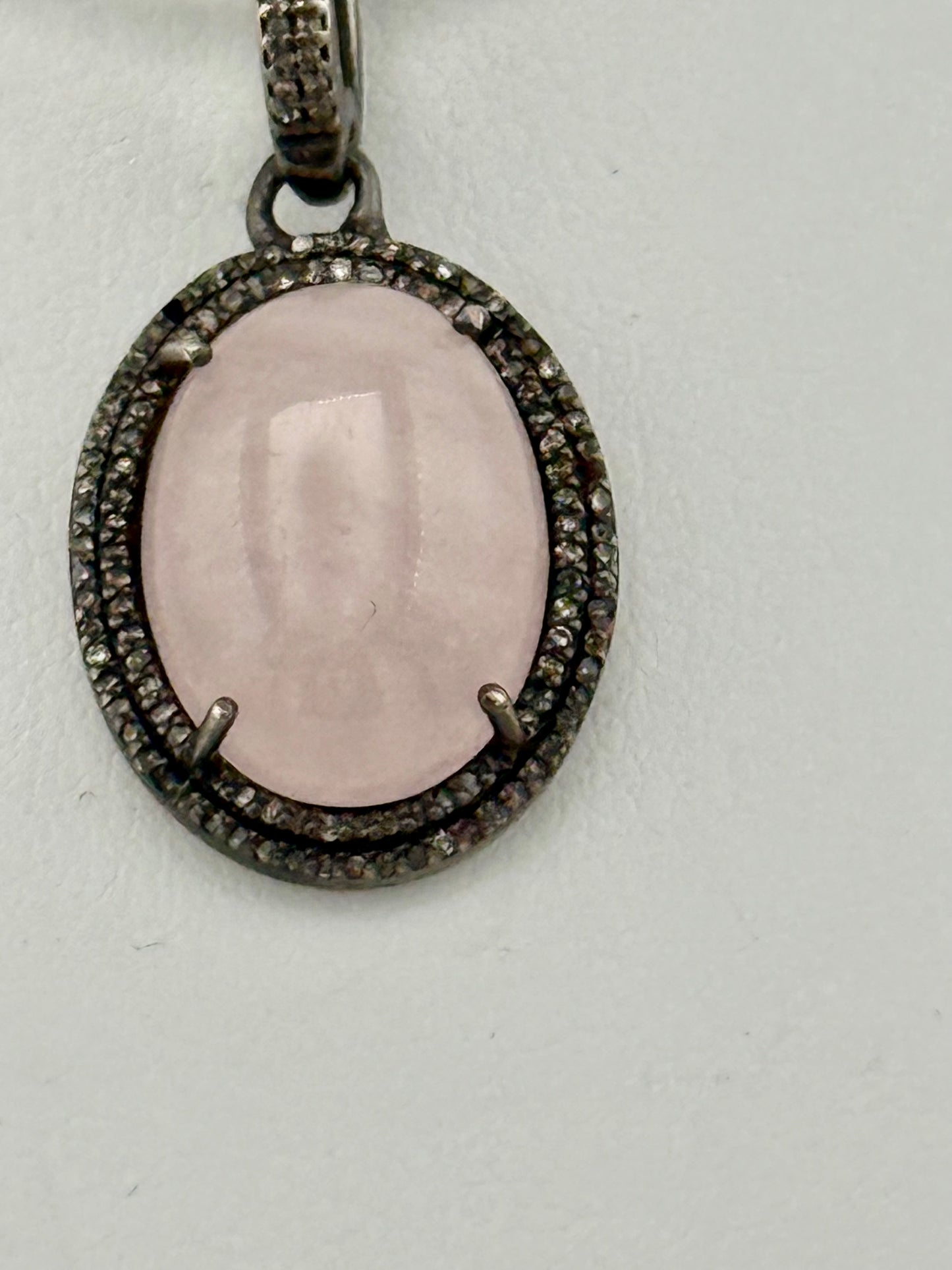 Small Rose Quartz & Diamond Necklace