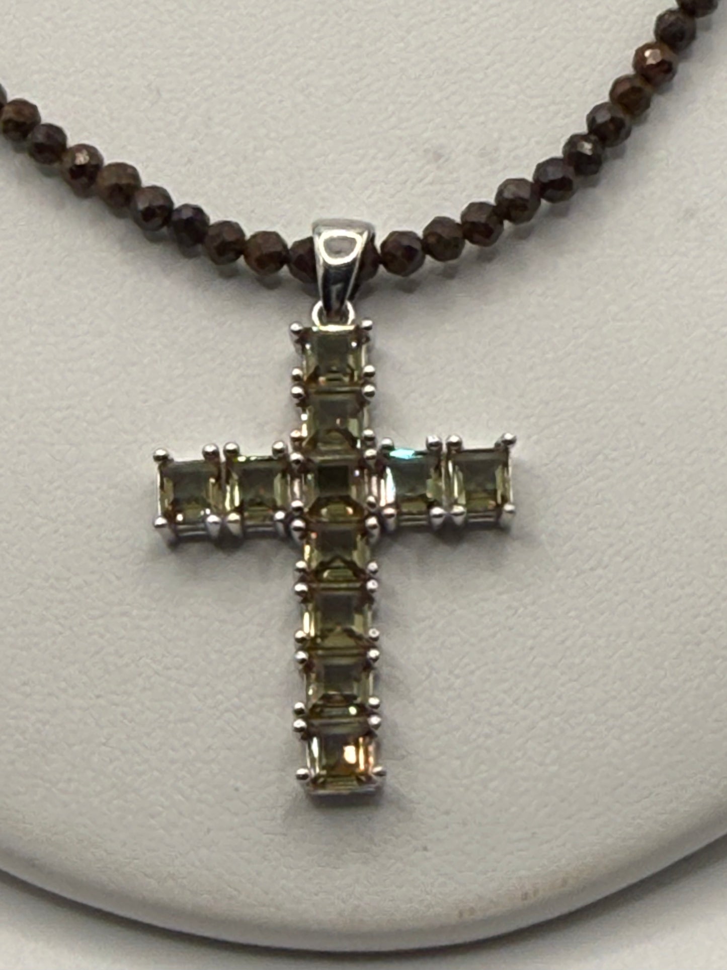 Zultanite and Boulder Opal Cross Necklace