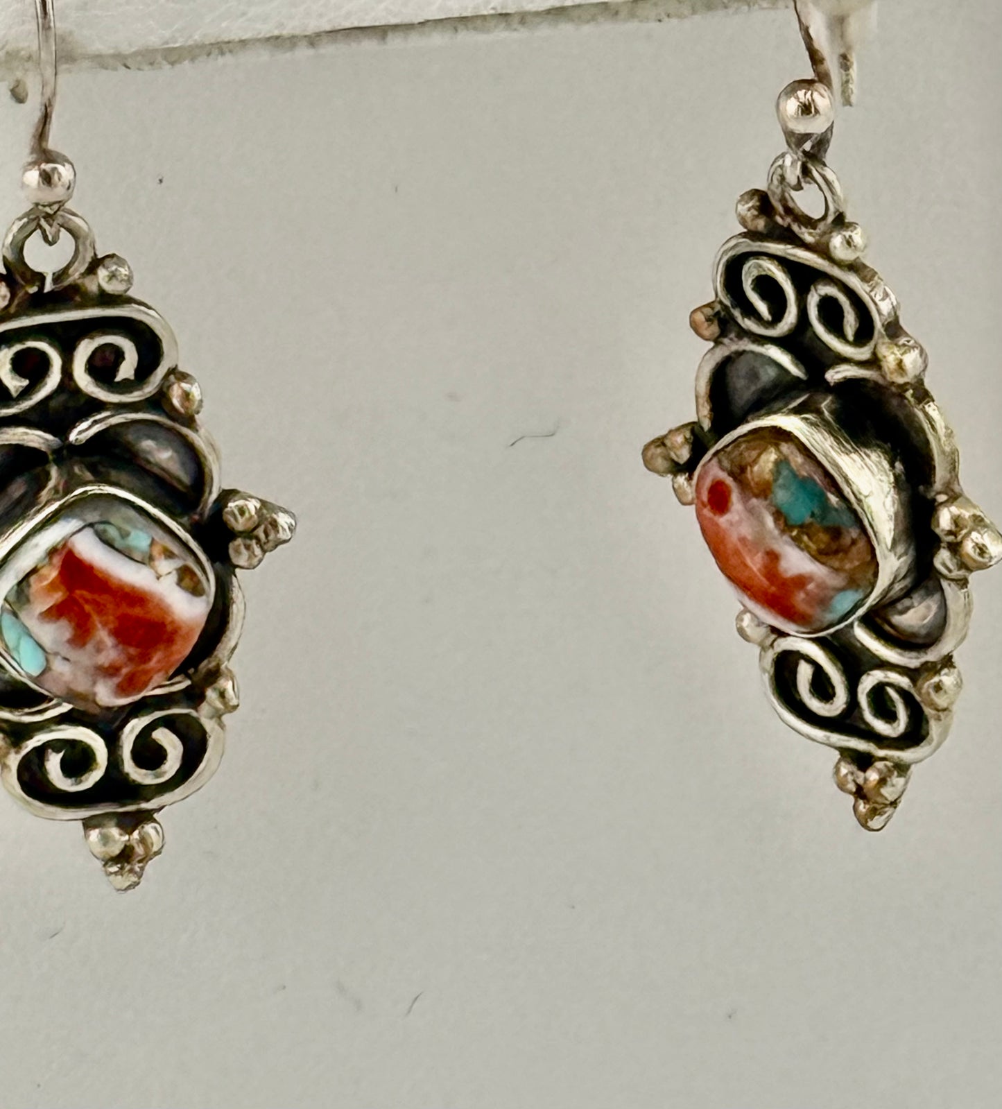 Oyster Turq & SS Earrings
