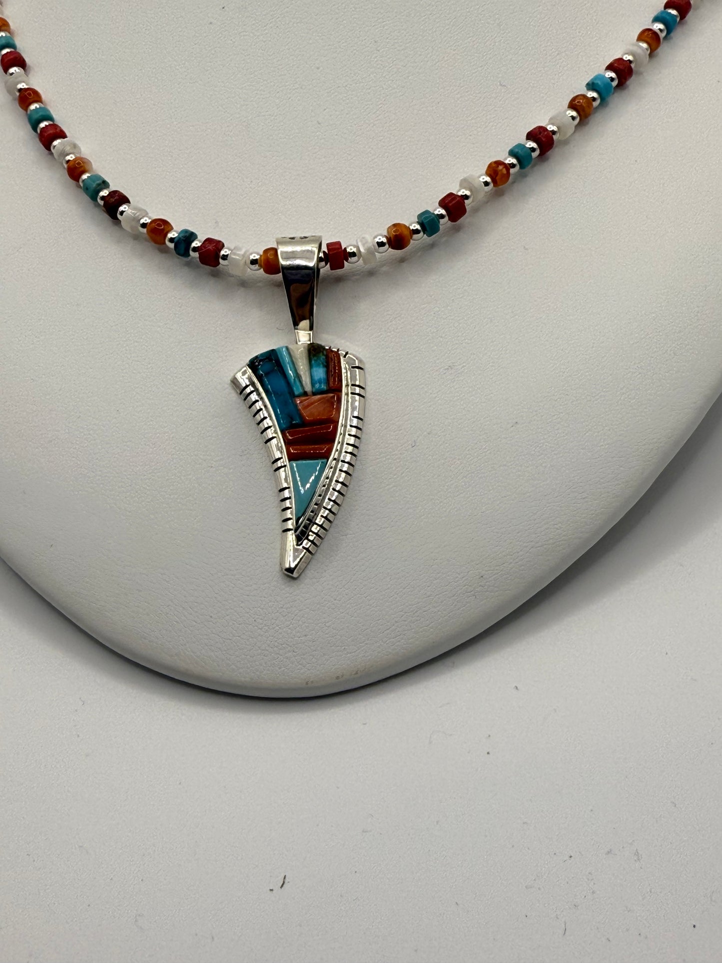Turquoise, Spiny Oyster, MOP and Red Coral Necklace