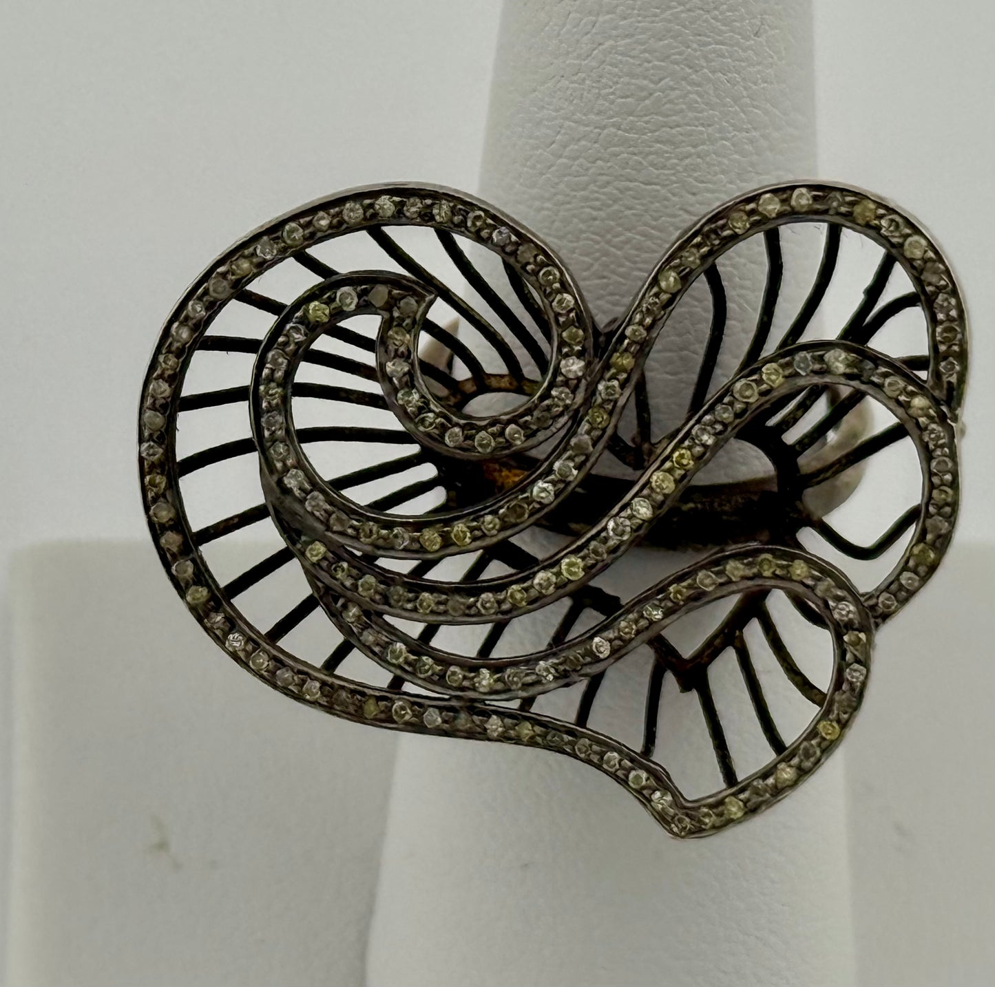 Diamond and Sterling Silver Freeform Heart Ring