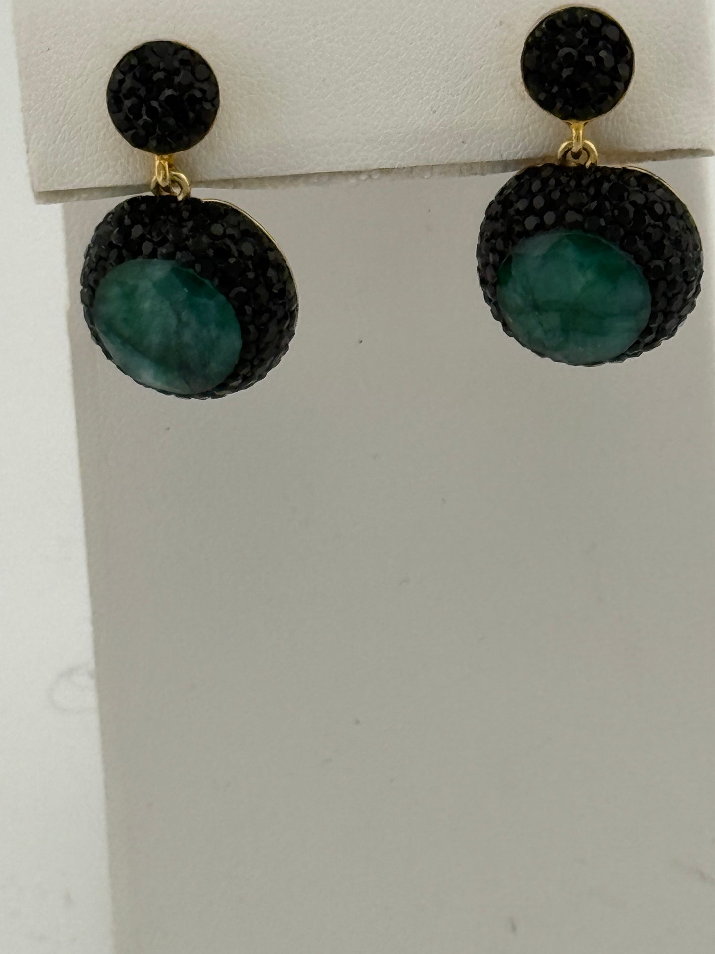 Green Jasper & Marcasite Earrings