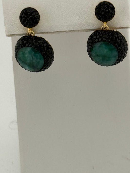Green Jasper & Marcasite Earrings