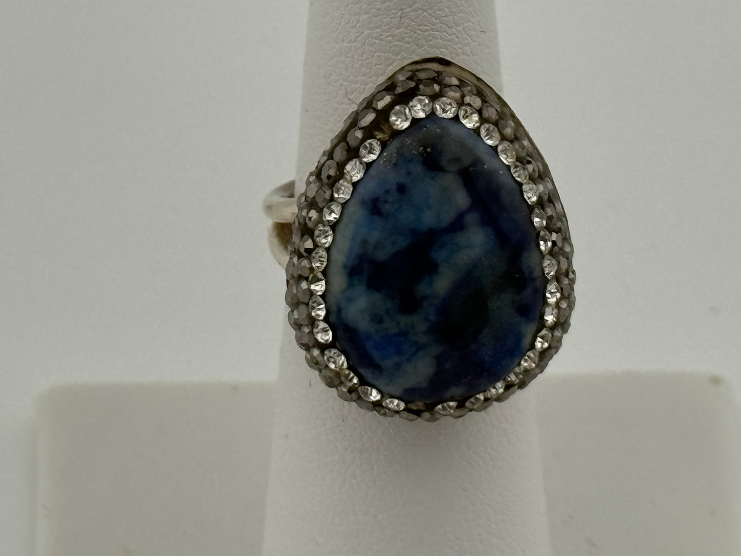 Denim Lapis, Crystal Adjustable Ring